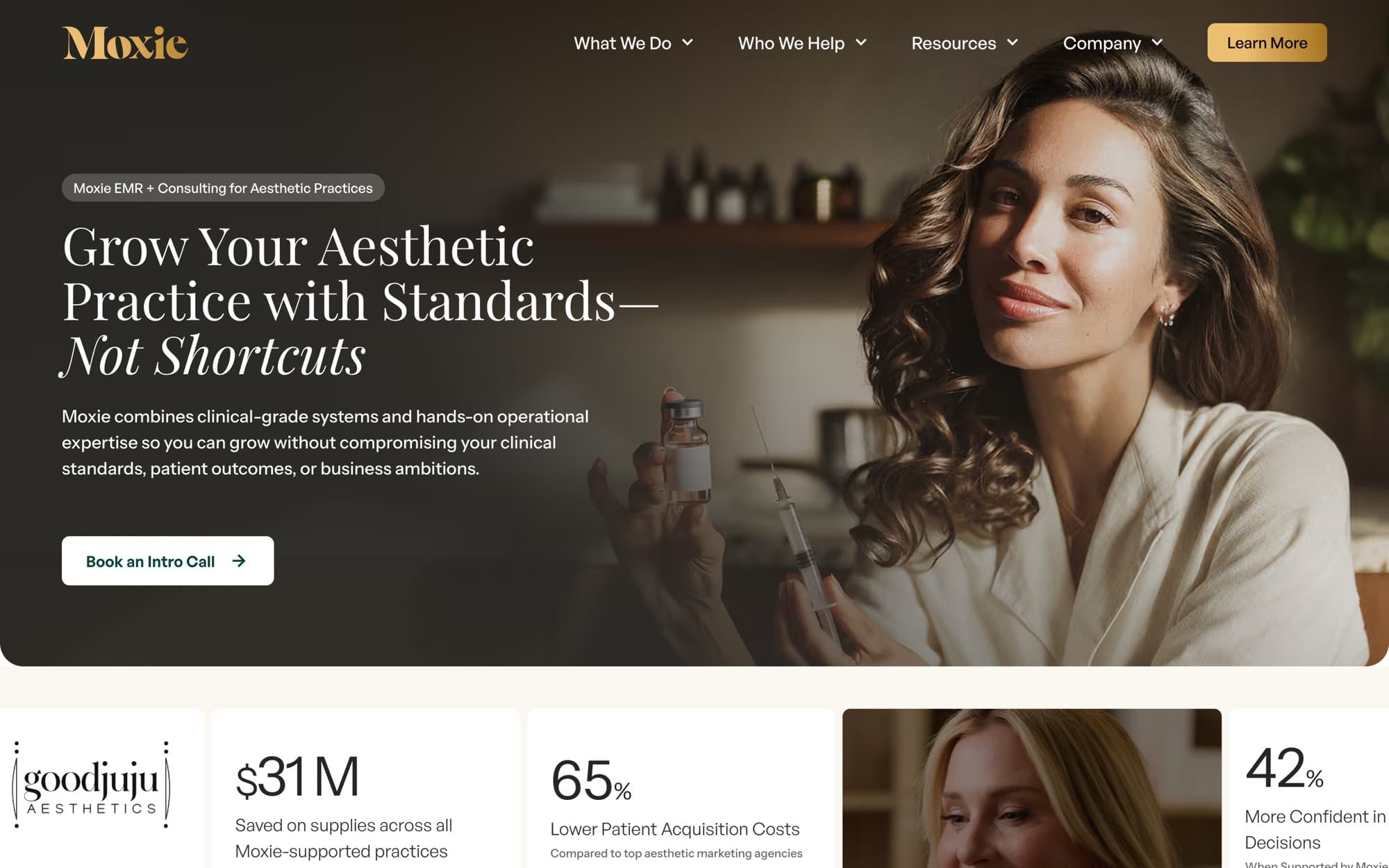 Moxie website, home page